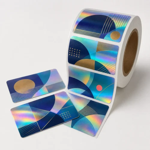 adesivo holográfico rolo meio-corte retangular