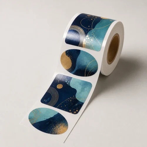 rótulo adesivo personalizado rolo meio-corte personalizado