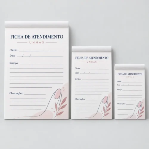 bloco e fichas para alongamento de unhas