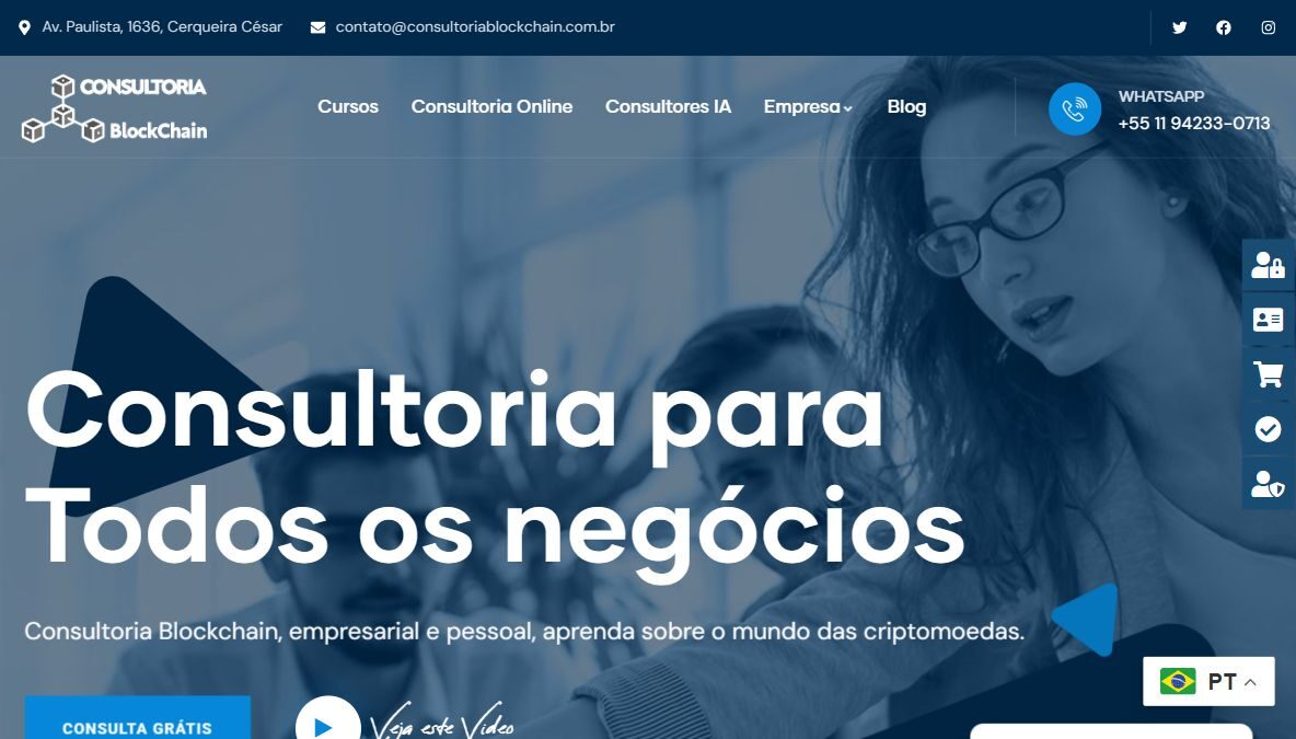 Prévia da plataforma Consultoria Blockchain
