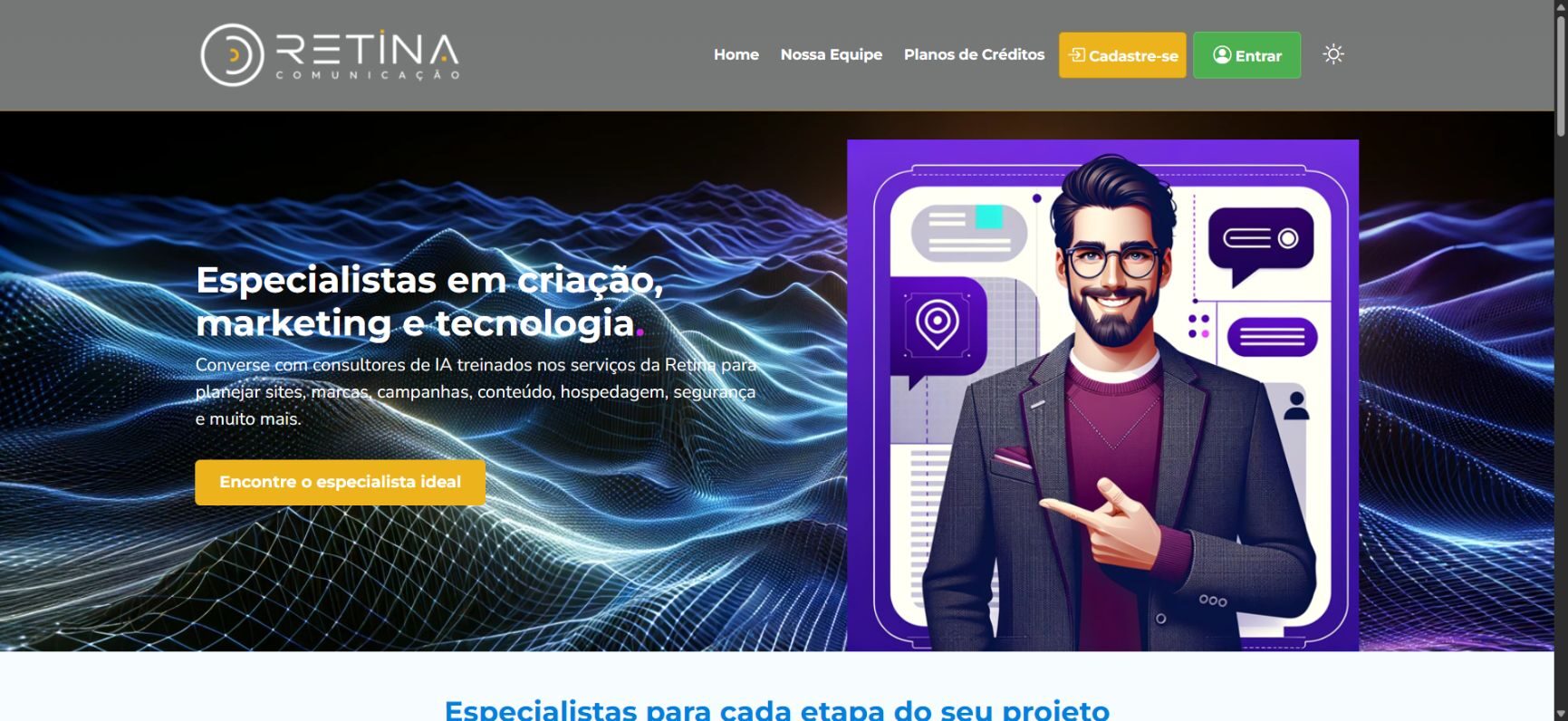 Prévia da plataforma Equipe de Especialistas Retina