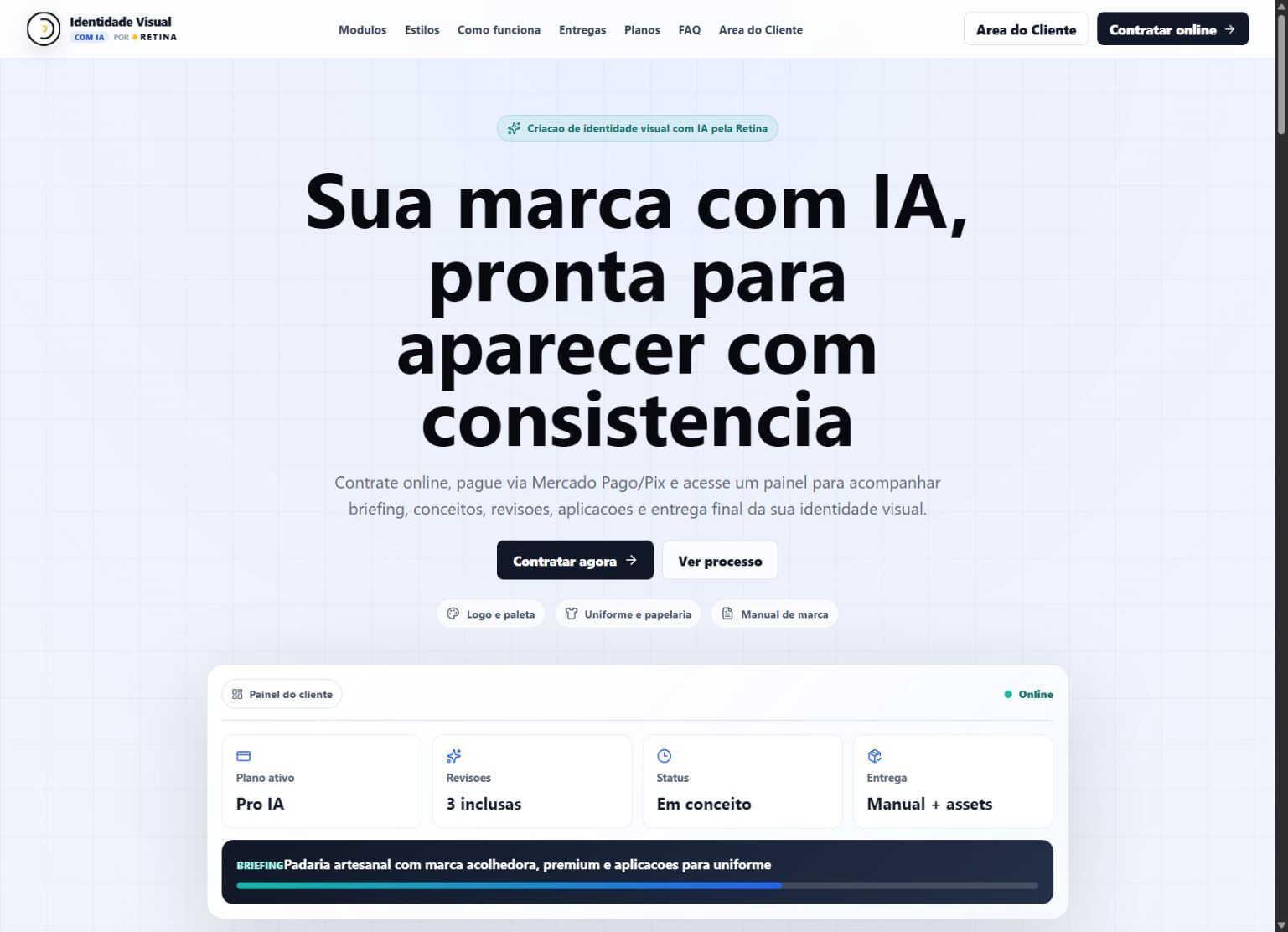 Prévia da plataforma Identidade Visual com IA