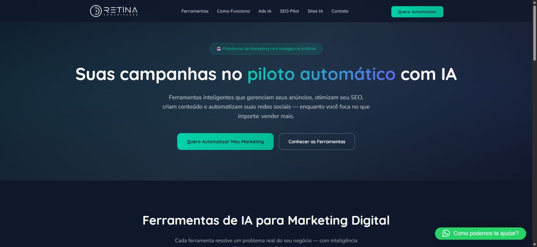 Prévia da plataforma Marketing Digital com IA